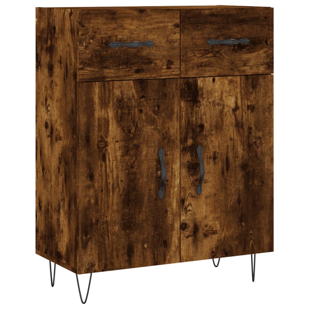 Hoge Kast 69,5X34X180 Cm Bewerkt Hout Kleurig Gerookt eiken