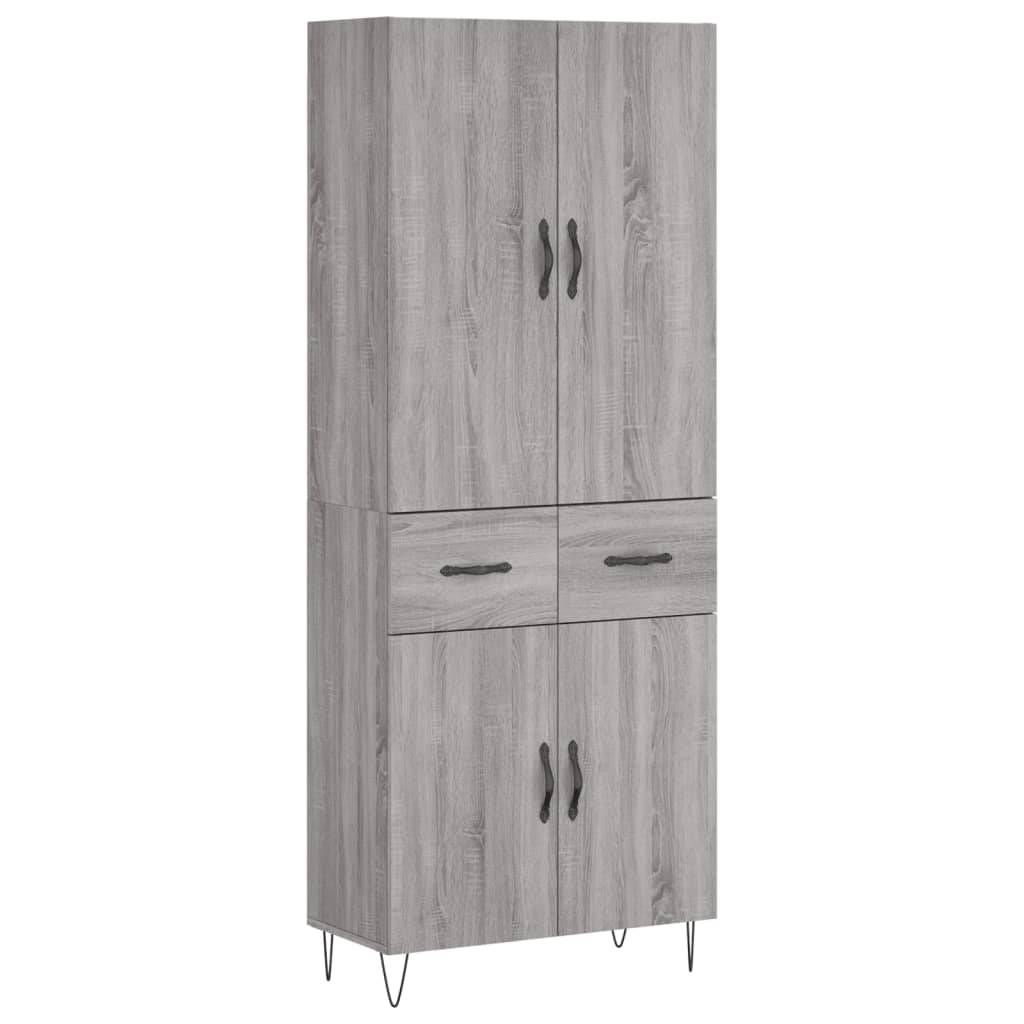Hoge Kast 69,5X34X180 Cm Bewerkt Hout Eikenkleurig Grijs sonoma