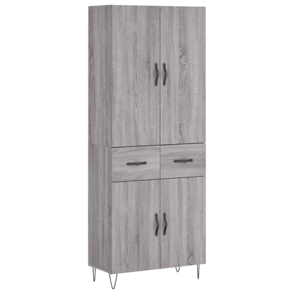 Hoge Kast 69,5X34X180 Cm Bewerkt Hout Eikenkleurig Grijs sonoma