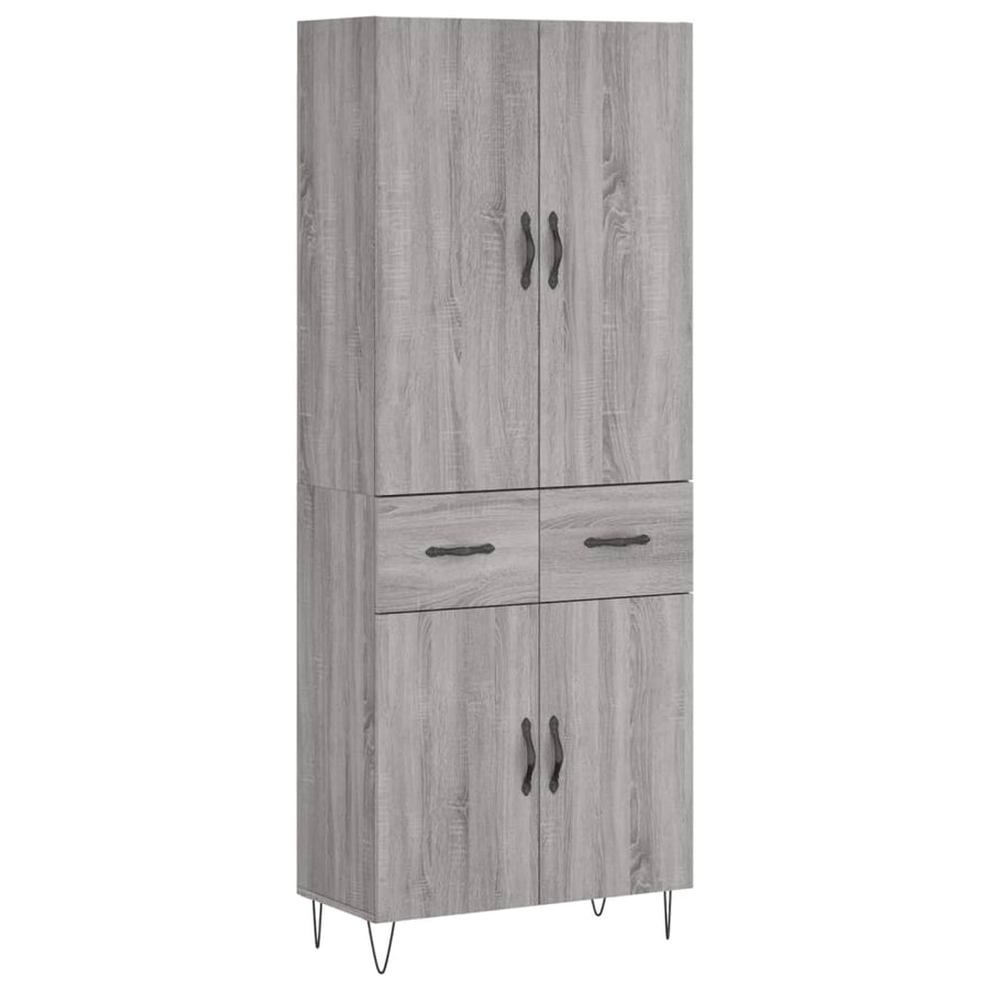 Hoge Kast 69,5X34X180 Cm Bewerkt Hout Eikenkleurig Grijs sonoma
