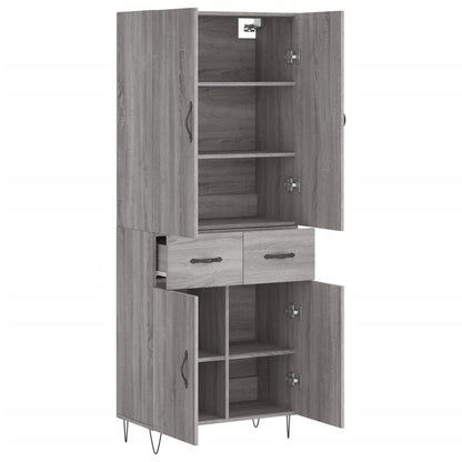 Hoge Kast 69,5X34X180 Cm Bewerkt Hout Eikenkleurig Grijs sonoma