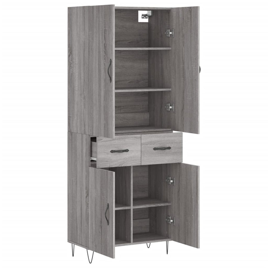Hoge Kast 69,5X34X180 Cm Bewerkt Hout Eikenkleurig Grijs sonoma