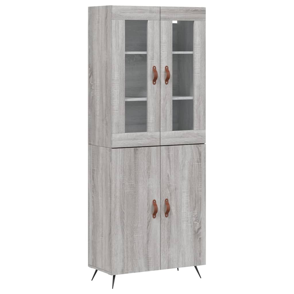 Hoge Kast 69,5X34X180 Cm Bewerkt Hout Grijs Sonoma Eikenkleurig