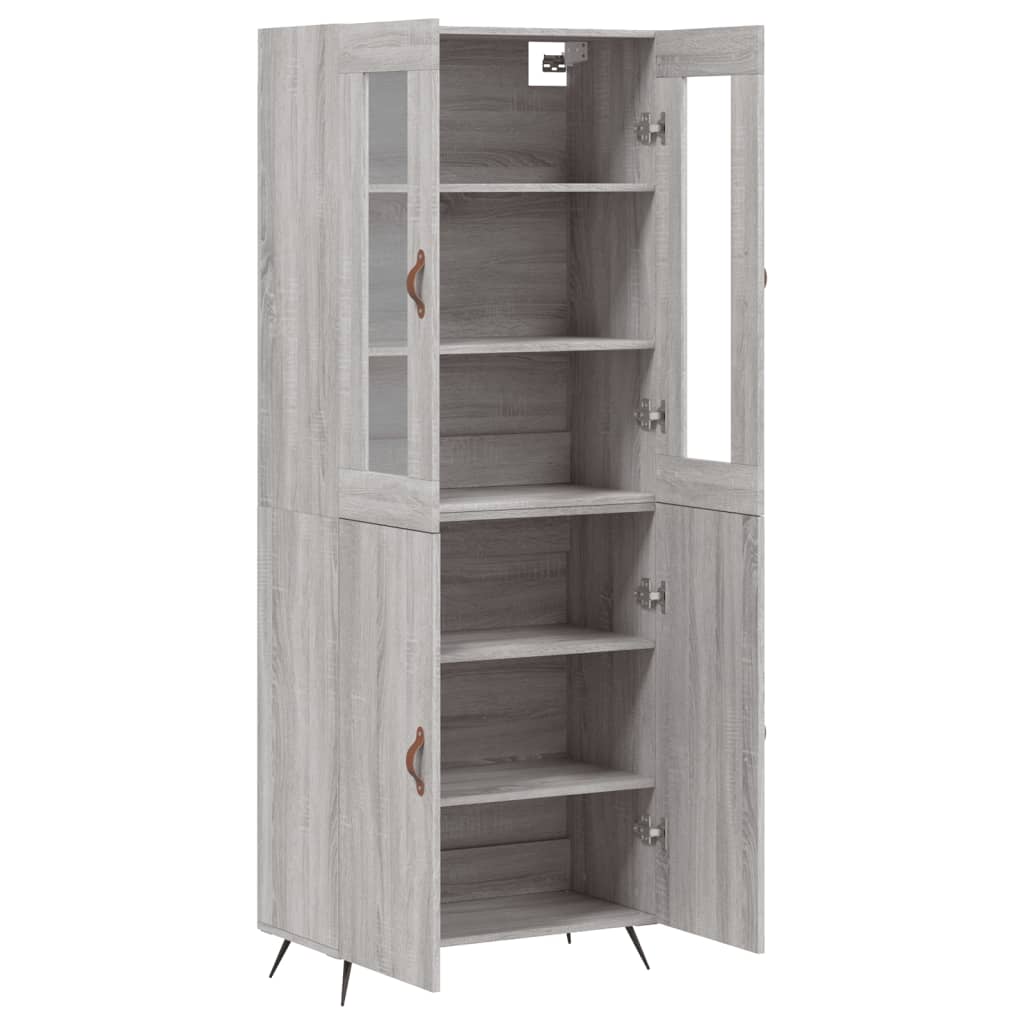 Hoge Kast 69,5X34X180 Cm Bewerkt Hout Grijs Sonoma Eikenkleurig