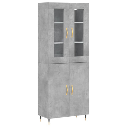 Hoge Kast 69,5X34X180 Cm Bewerkt Hout Betongrijs