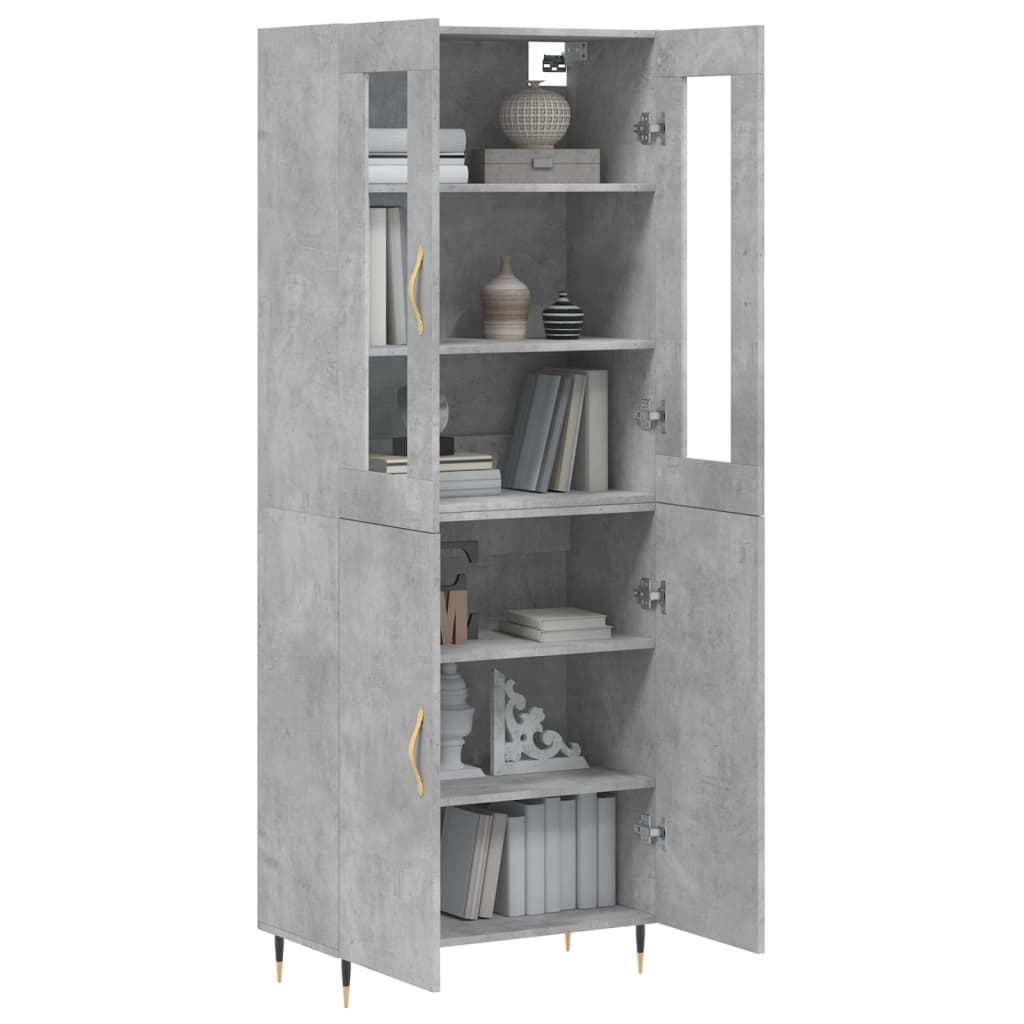 Hoge Kast 69,5X34X180 Cm Bewerkt Hout Betongrijs
