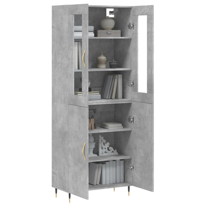 Hoge Kast 69,5X34X180 Cm Bewerkt Hout Betongrijs