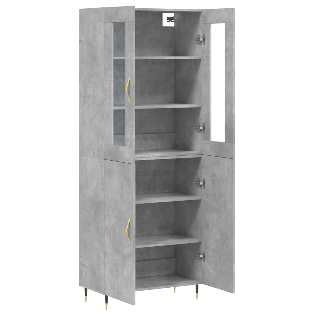 Hoge Kast 69,5X34X180 Cm Bewerkt Hout Betongrijs