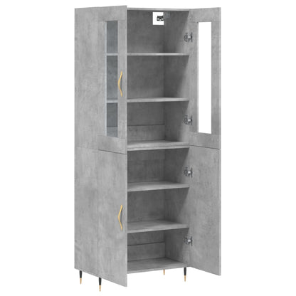 Hoge Kast 69,5X34X180 Cm Bewerkt Hout Betongrijs