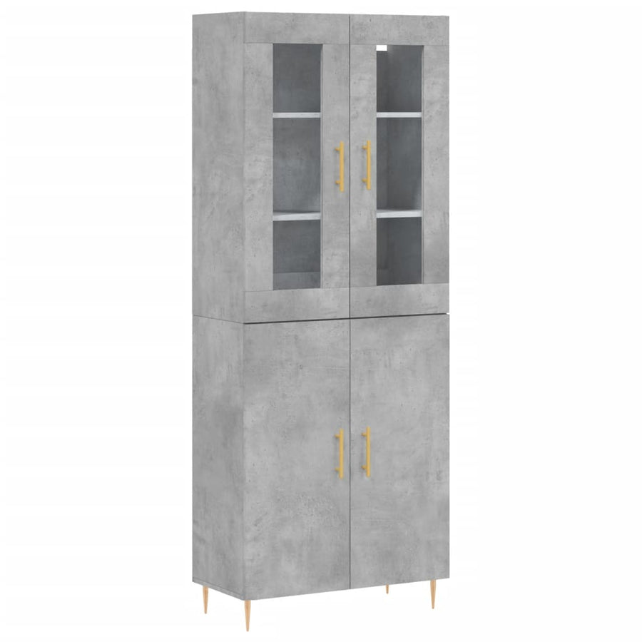 Hoge Kast 69,5X34X180 Cm Bewerkt Hout Betongrijs