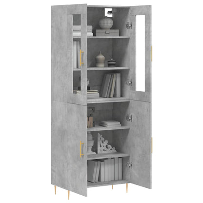 Hoge Kast 69,5X34X180 Cm Bewerkt Hout Betongrijs