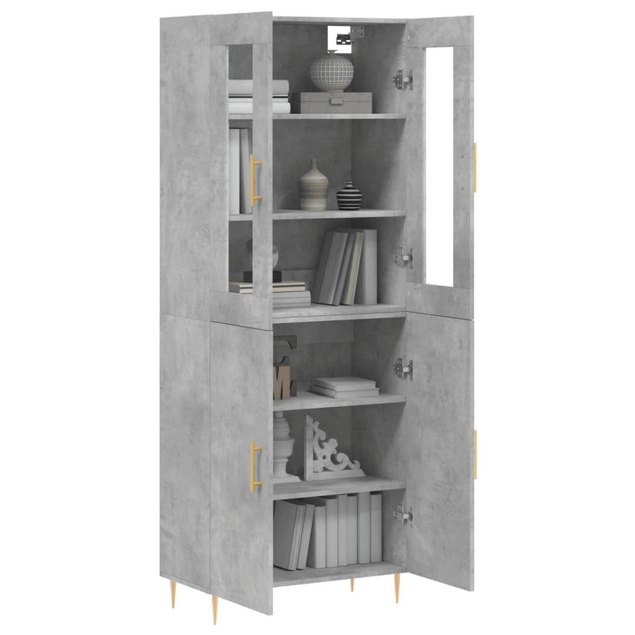 Hoge Kast 69,5X34X180 Cm Bewerkt Hout Betongrijs
