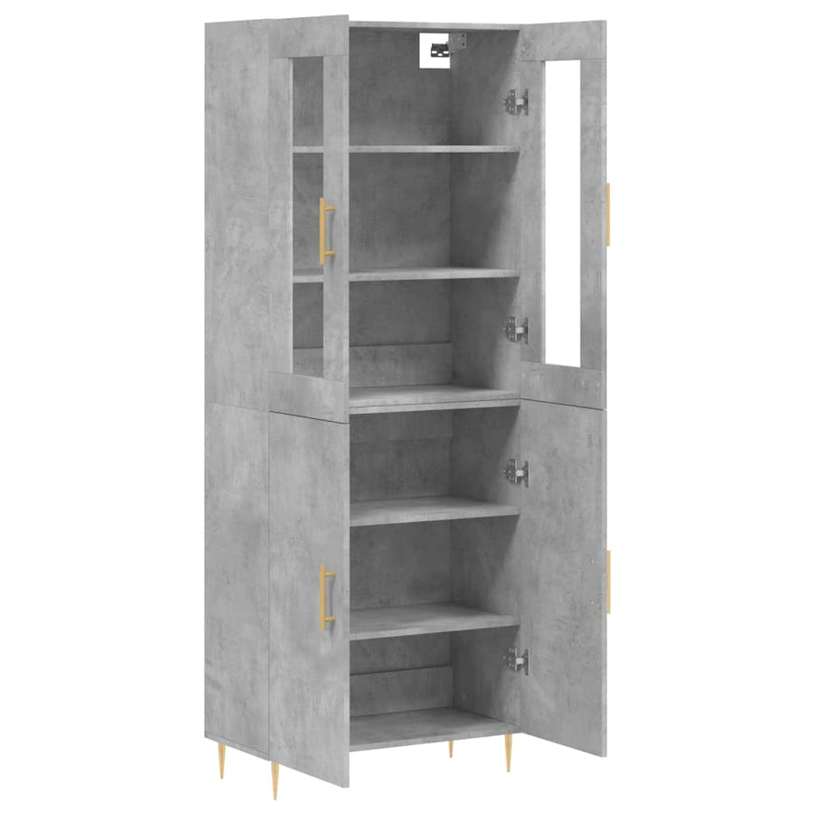 Hoge Kast 69,5X34X180 Cm Bewerkt Hout Betongrijs