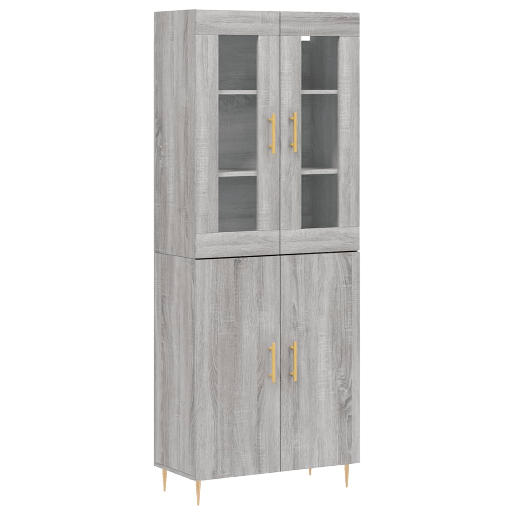 Hoge Kast 69,5X34X180 Cm Bewerkt Hout Grijs Sonoma Eikenkleurig