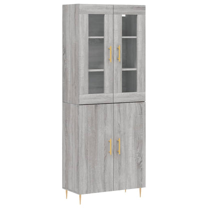 Hoge Kast 69,5X34X180 Cm Bewerkt Hout Grijs Sonoma Eikenkleurig