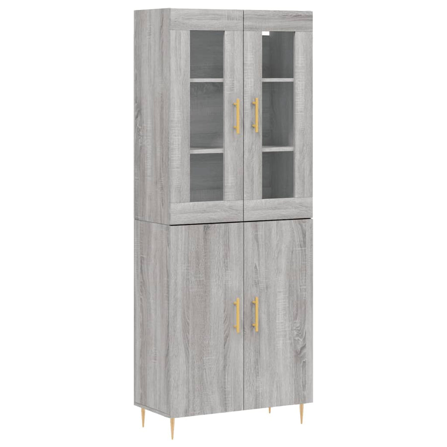 Hoge Kast 69,5X34X180 Cm Bewerkt Hout Grijs Sonoma Eikenkleurig