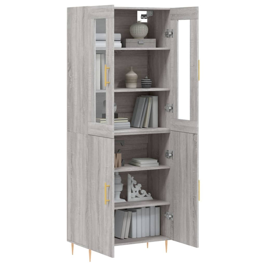 Hoge Kast 69,5X34X180 Cm Bewerkt Hout Grijs Sonoma Eikenkleurig