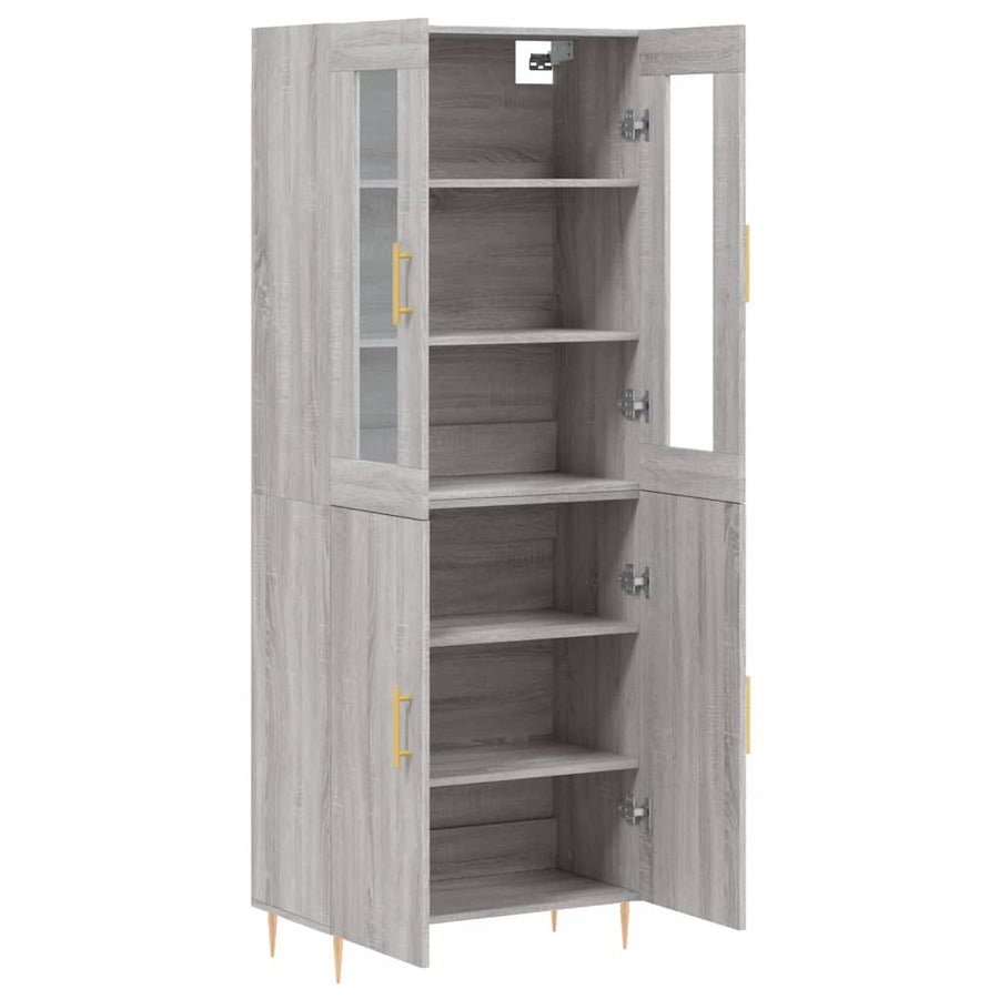 Hoge Kast 69,5X34X180 Cm Bewerkt Hout Grijs Sonoma Eikenkleurig