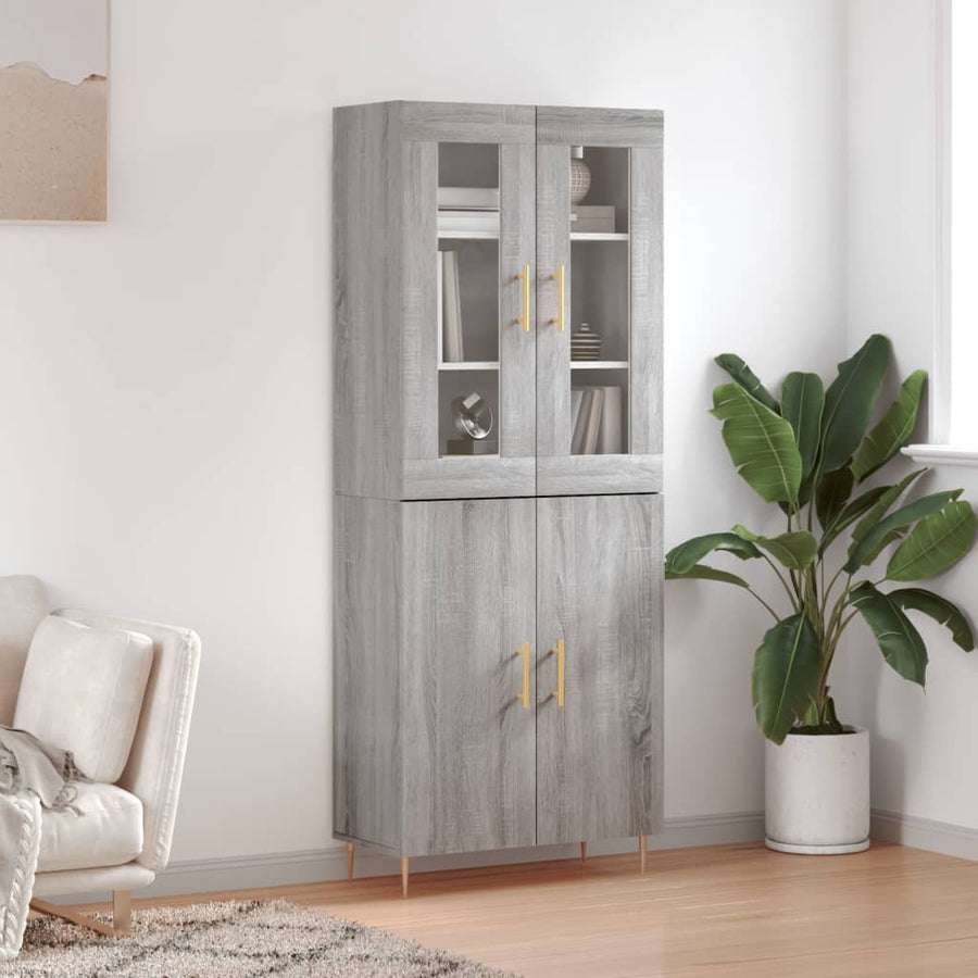 Hoge Kast 69,5X34X180 Cm Bewerkt Hout Grijs Sonoma Eikenkleurig
