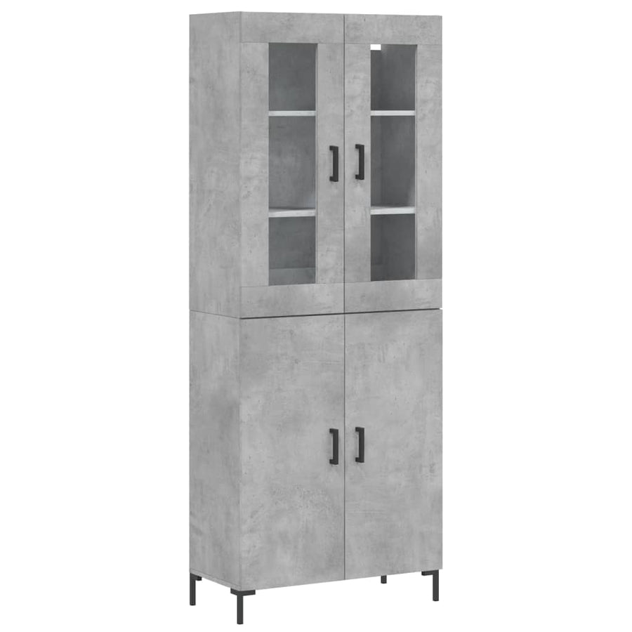Hoge Kast 69,5X34X180 Cm Bewerkt Hout Betongrijs
