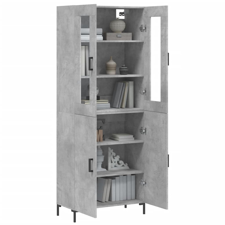 Hoge Kast 69,5X34X180 Cm Bewerkt Hout Betongrijs