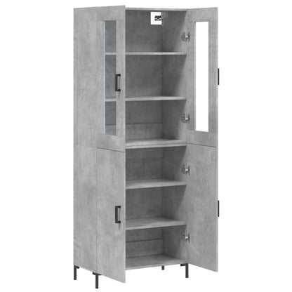 Hoge Kast 69,5X34X180 Cm Bewerkt Hout Betongrijs