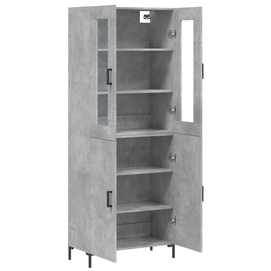 Hoge Kast 69,5X34X180 Cm Bewerkt Hout Betongrijs