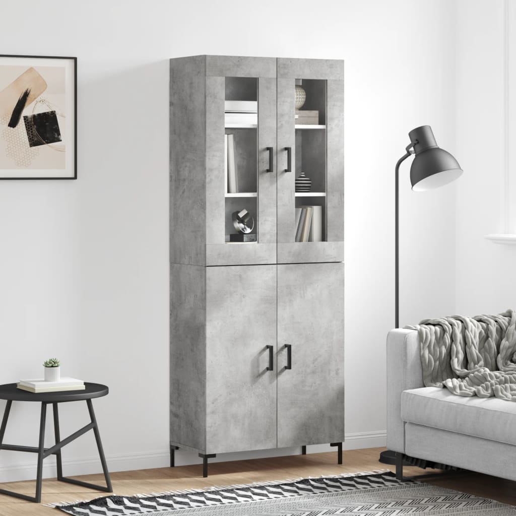 Hoge Kast 69,5X34X180 Cm Bewerkt Hout Betongrijs