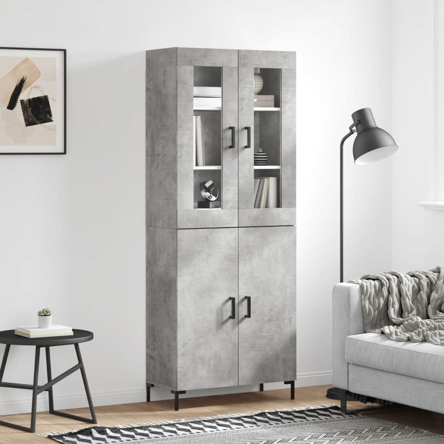 Hoge Kast 69,5X34X180 Cm Bewerkt Hout Betongrijs
