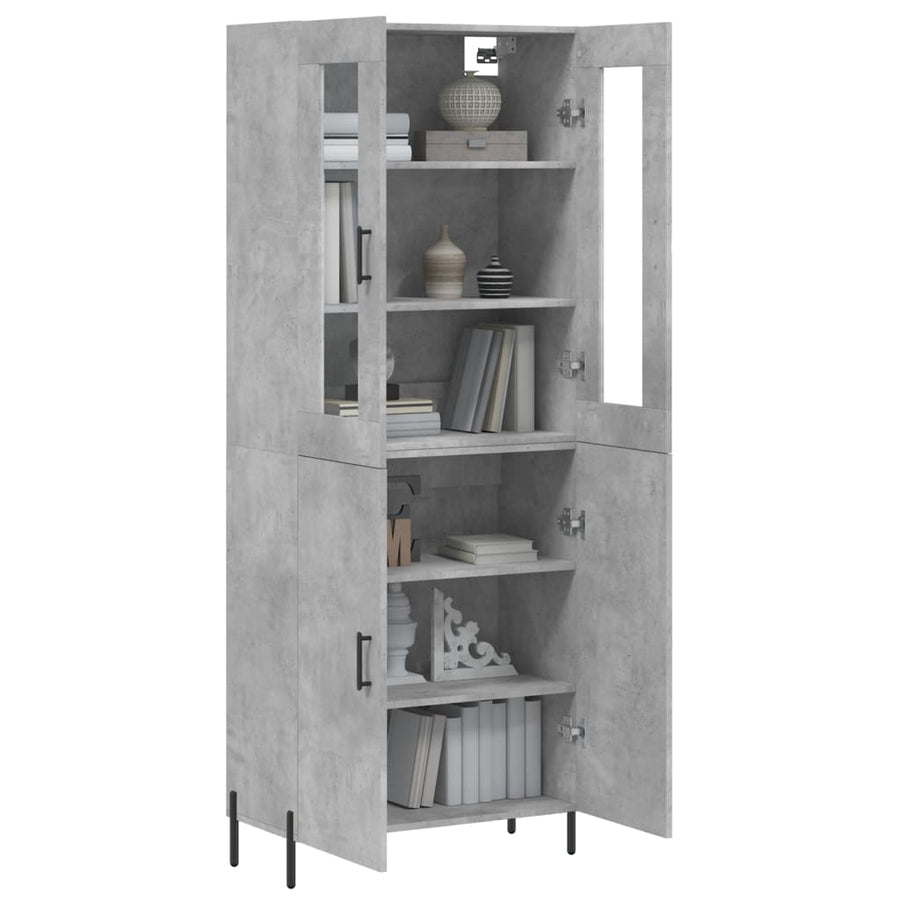 Hoge Kast 69,5X34X180 Cm Bewerkt Hout Betongrijs