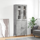 Hoge kast 69,5x34x180 cm bewerkt hout betongrijs