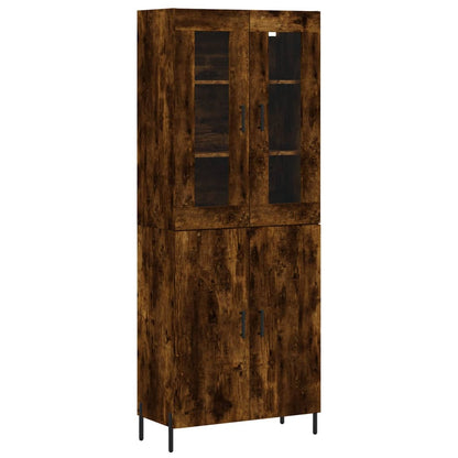 Hoge Kast 69,5X34X180 Cm Bewerkt Hout Gerookt Eikenkleurig