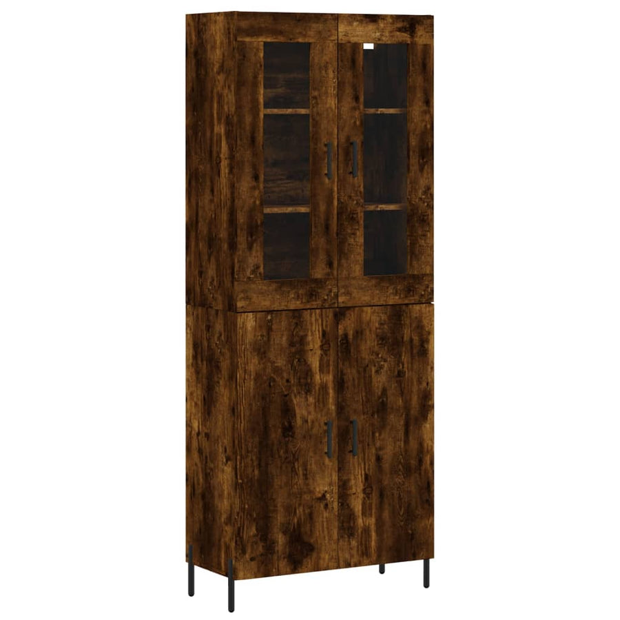 Hoge Kast 69,5X34X180 Cm Bewerkt Hout Gerookt Eikenkleurig