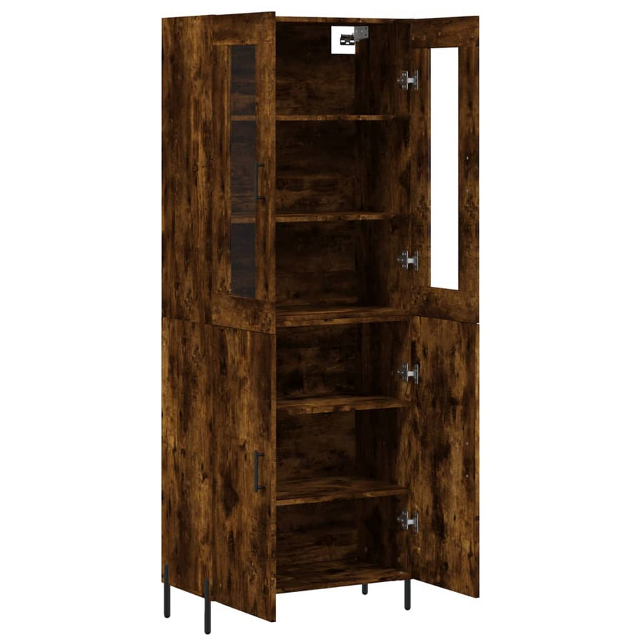 Hoge Kast 69,5X34X180 Cm Bewerkt Hout Gerookt Eikenkleurig