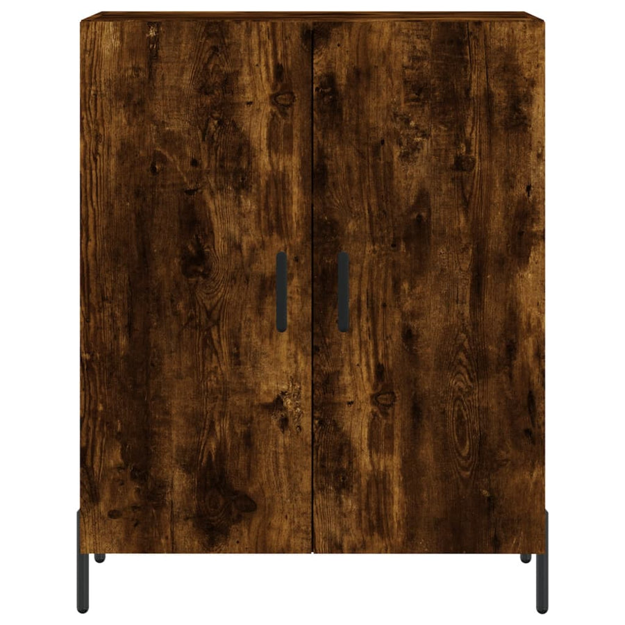 Hoge Kast 69,5X34X180 Cm Bewerkt Hout Gerookt Eikenkleurig