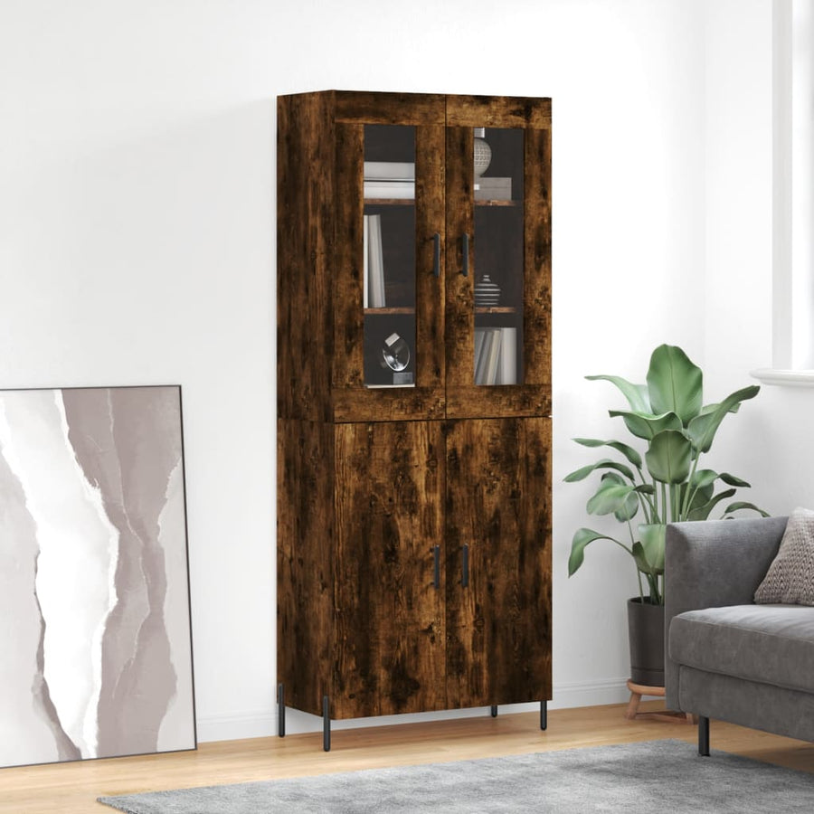 Hoge Kast 69,5X34X180 Cm Bewerkt Hout Gerookt Eikenkleurig