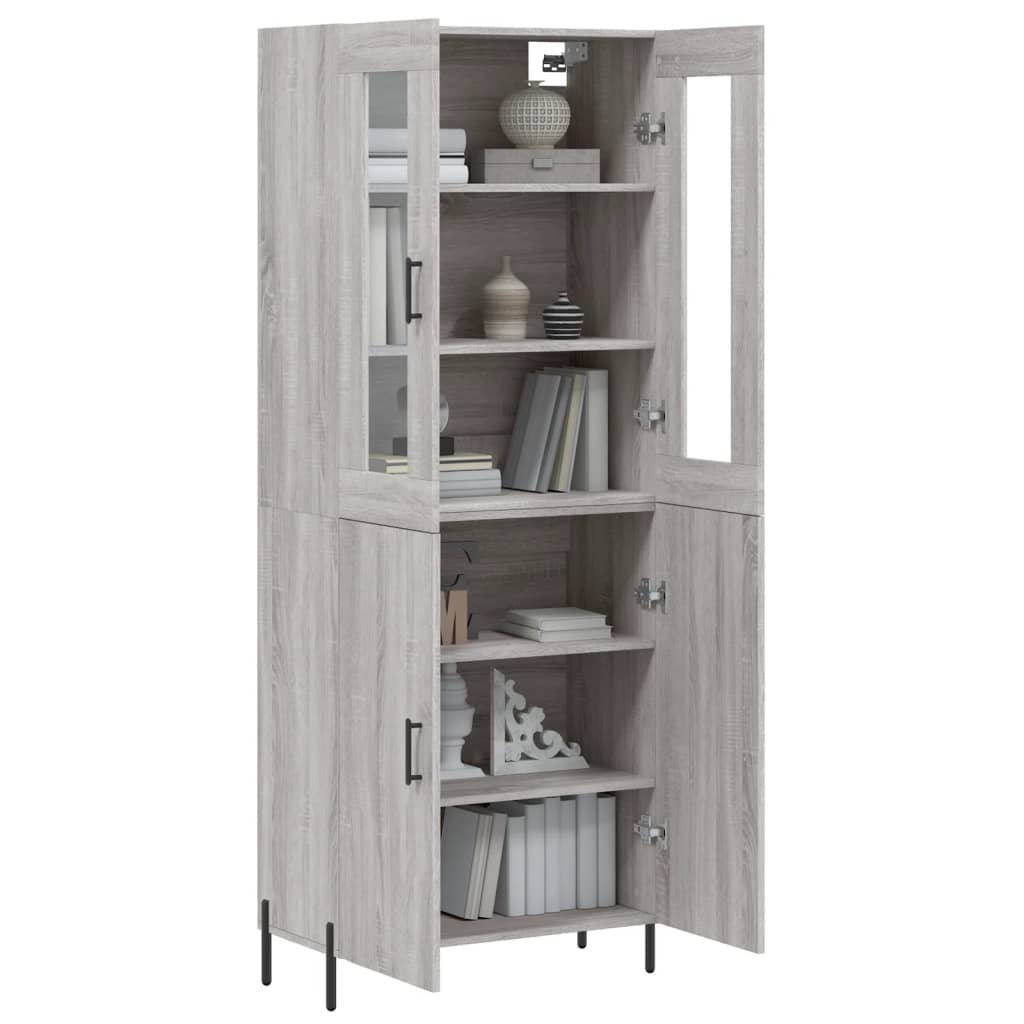 Hoge Kast 69,5X34X180 Cm Bewerkt Hout Grijs Sonoma Eikenkleurig