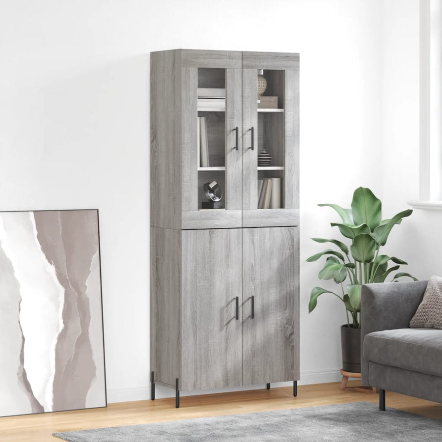 Hoge Kast 69,5X34X180 Cm Bewerkt Hout Grijs Sonoma Eikenkleurig