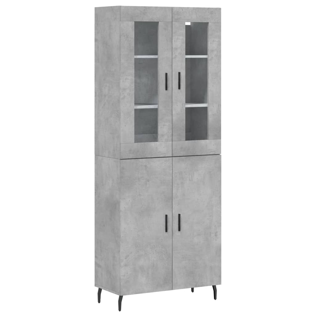 Hoge Kast 69,5X34X180 Cm Bewerkt Hout Betongrijs