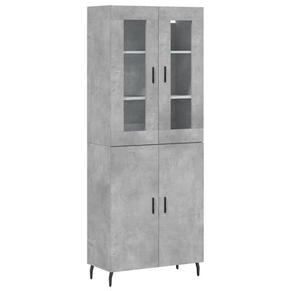 Hoge Kast 69,5X34X180 Cm Bewerkt Hout Betongrijs
