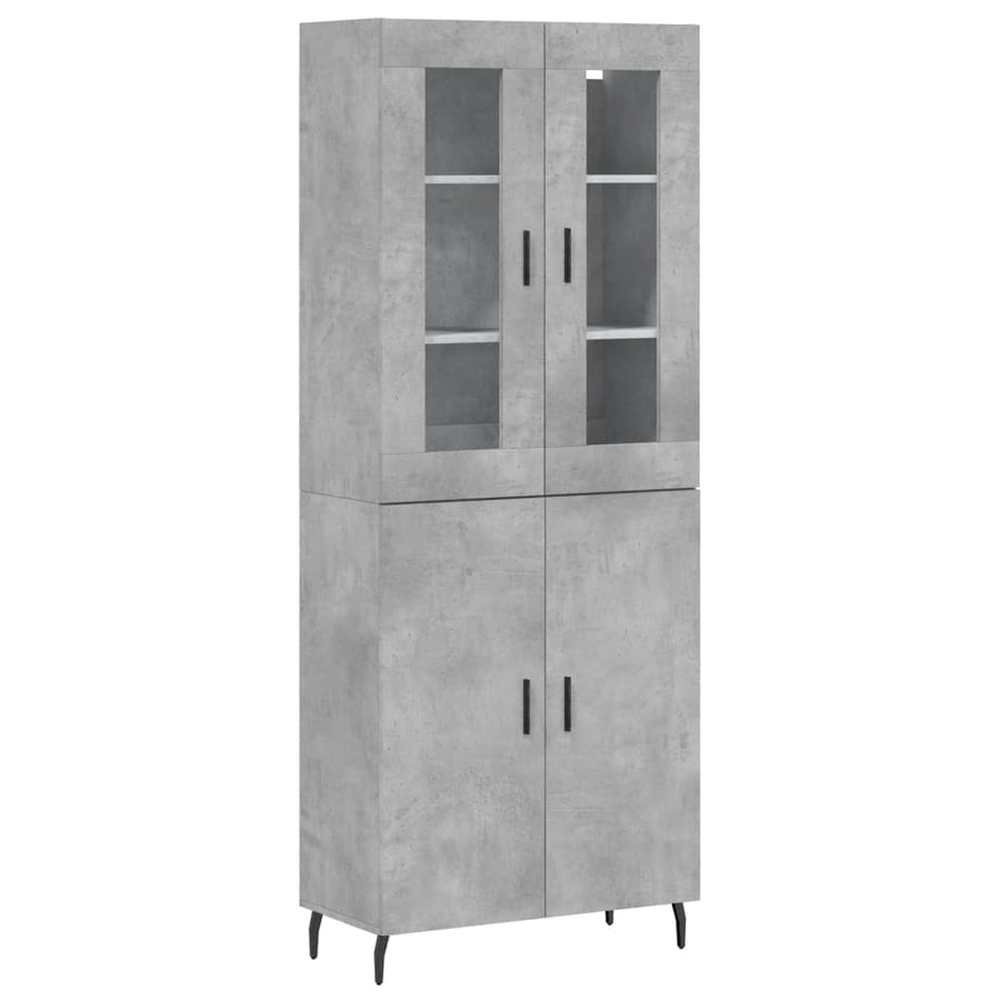 Hoge Kast 69,5X34X180 Cm Bewerkt Hout Betongrijs