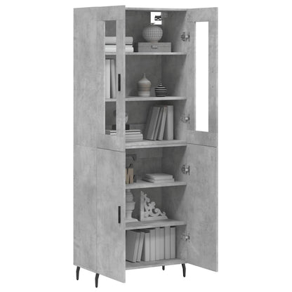 Hoge Kast 69,5X34X180 Cm Bewerkt Hout Betongrijs