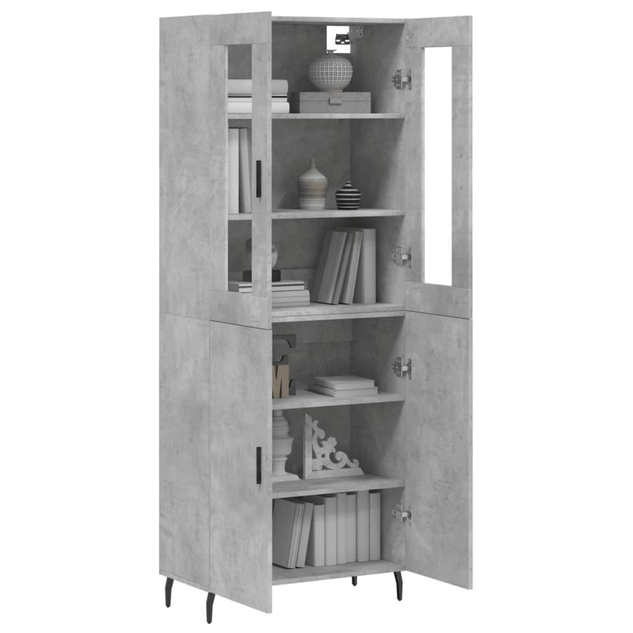 Hoge Kast 69,5X34X180 Cm Bewerkt Hout Betongrijs