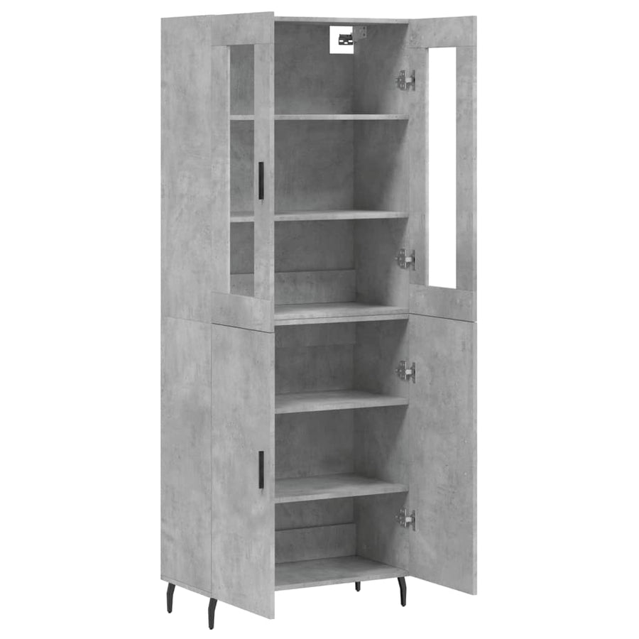 Hoge Kast 69,5X34X180 Cm Bewerkt Hout Betongrijs