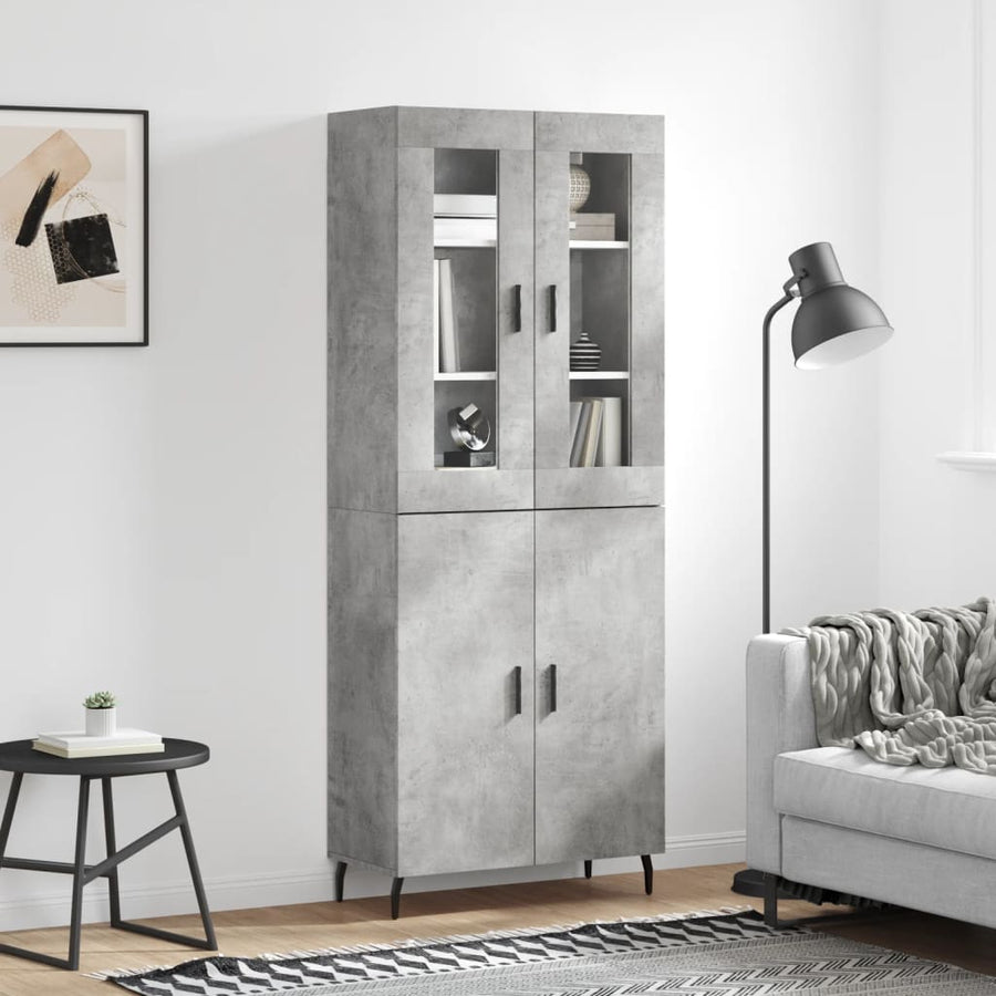 Hoge Kast 69,5X34X180 Cm Bewerkt Hout Betongrijs