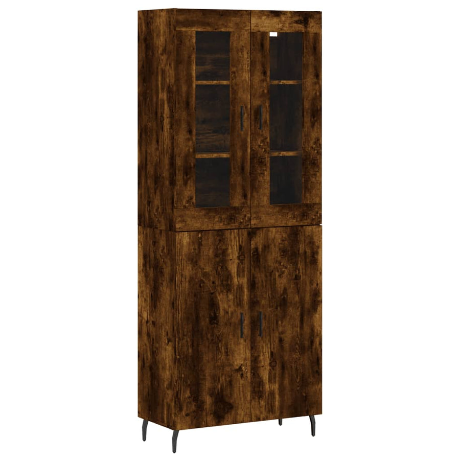 Hoge Kast 69,5X34X180 Cm Bewerkt Hout Gerookt Eikenkleurig