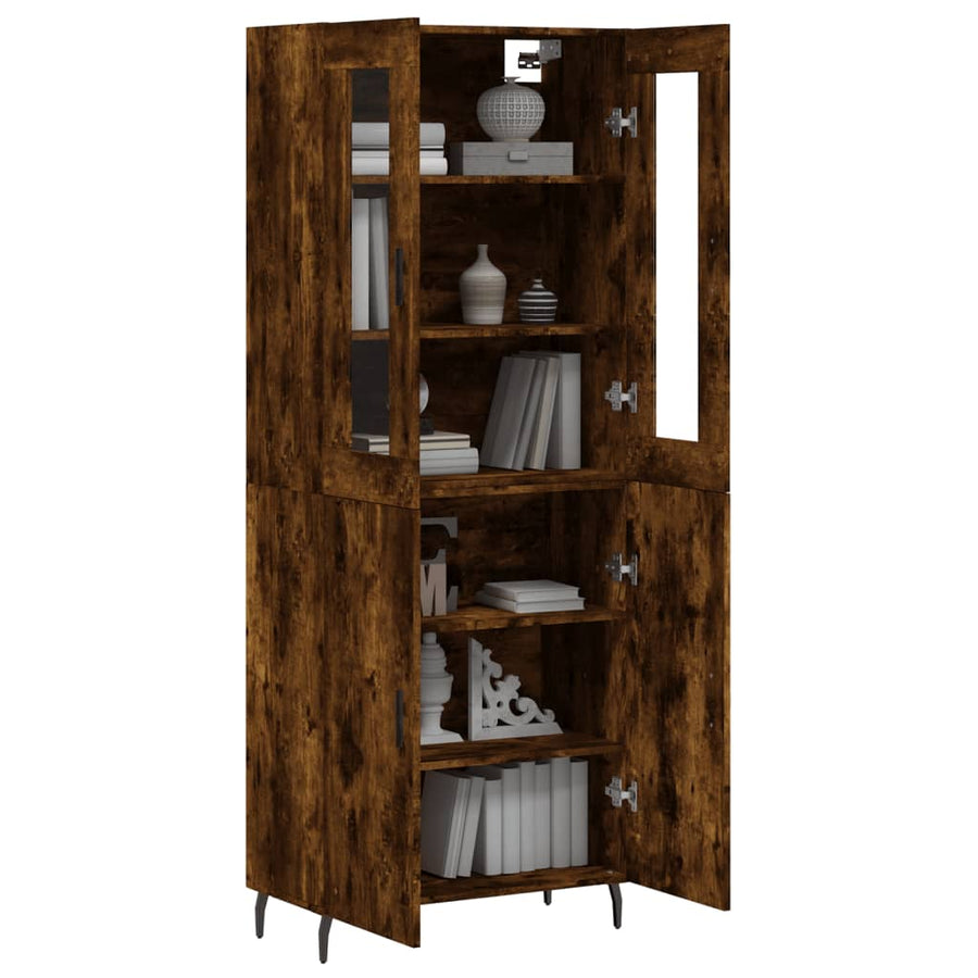 Hoge Kast 69,5X34X180 Cm Bewerkt Hout Gerookt Eikenkleurig