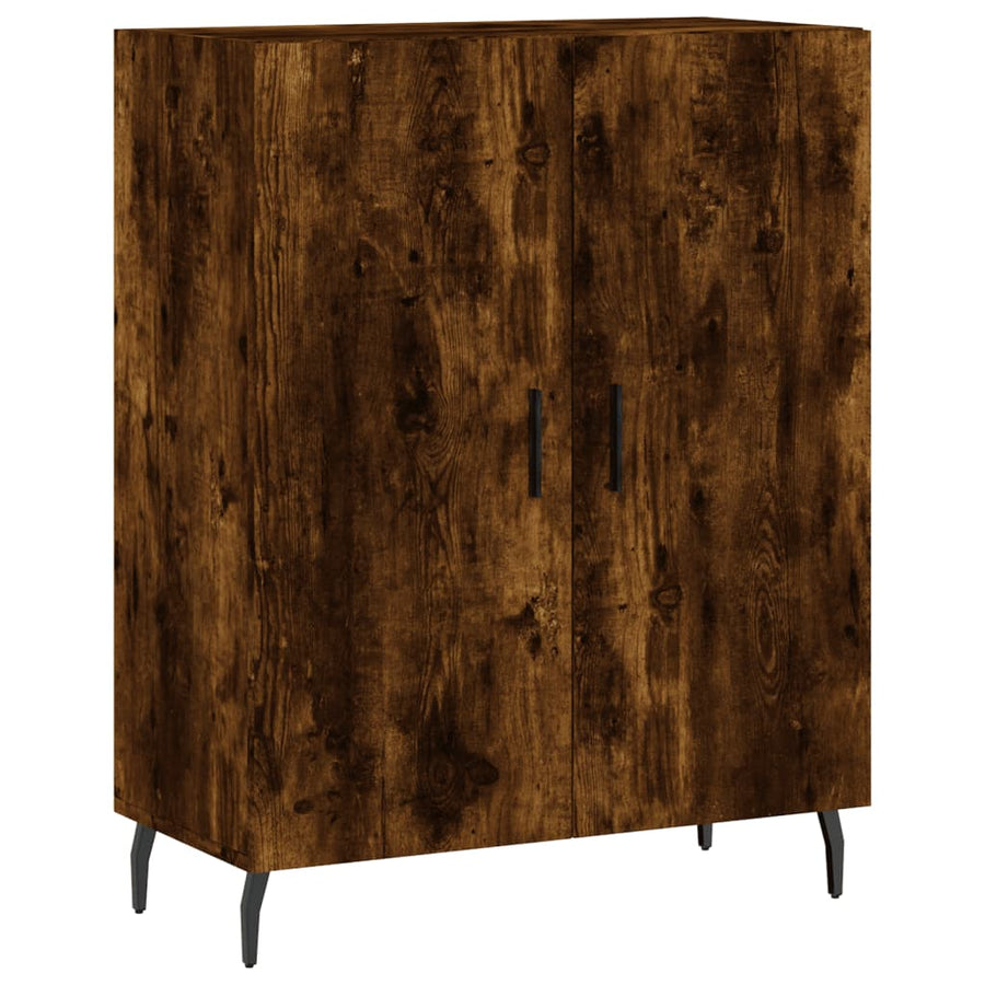 Hoge Kast 69,5X34X180 Cm Bewerkt Hout Gerookt Eikenkleurig