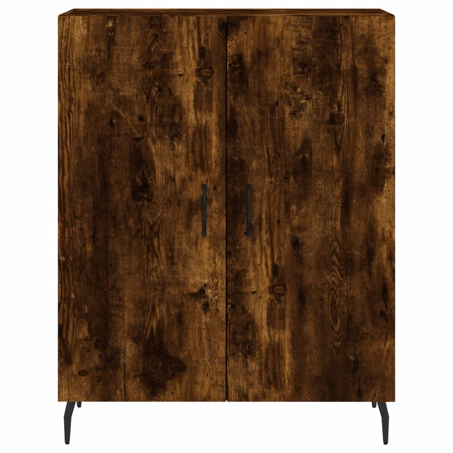 Hoge Kast 69,5X34X180 Cm Bewerkt Hout Gerookt Eikenkleurig