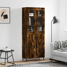 Hoge kast 69,5x34x180 cm bewerkt hout gerookt eiken